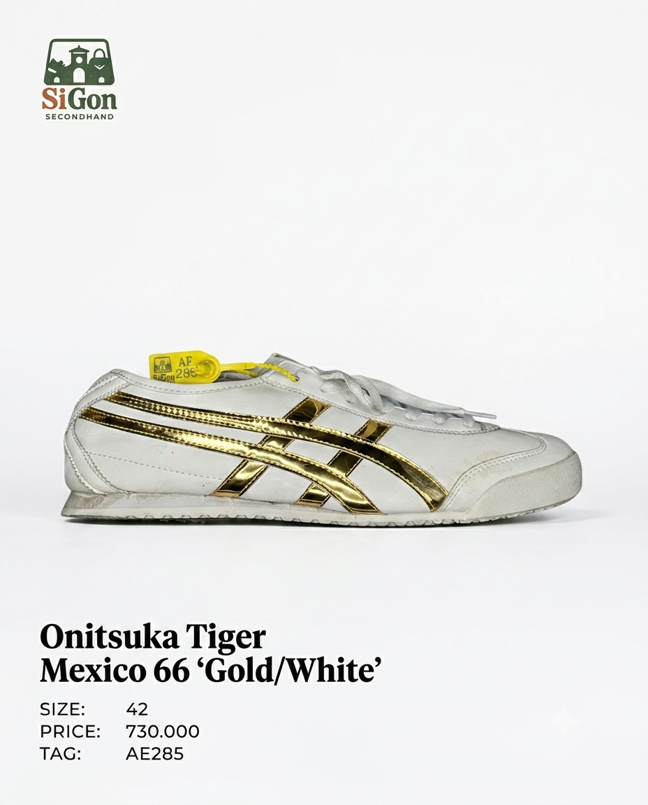 Onitsuka Tiger Mexico 66 “Gold White” - Size 42 - Mới 98%