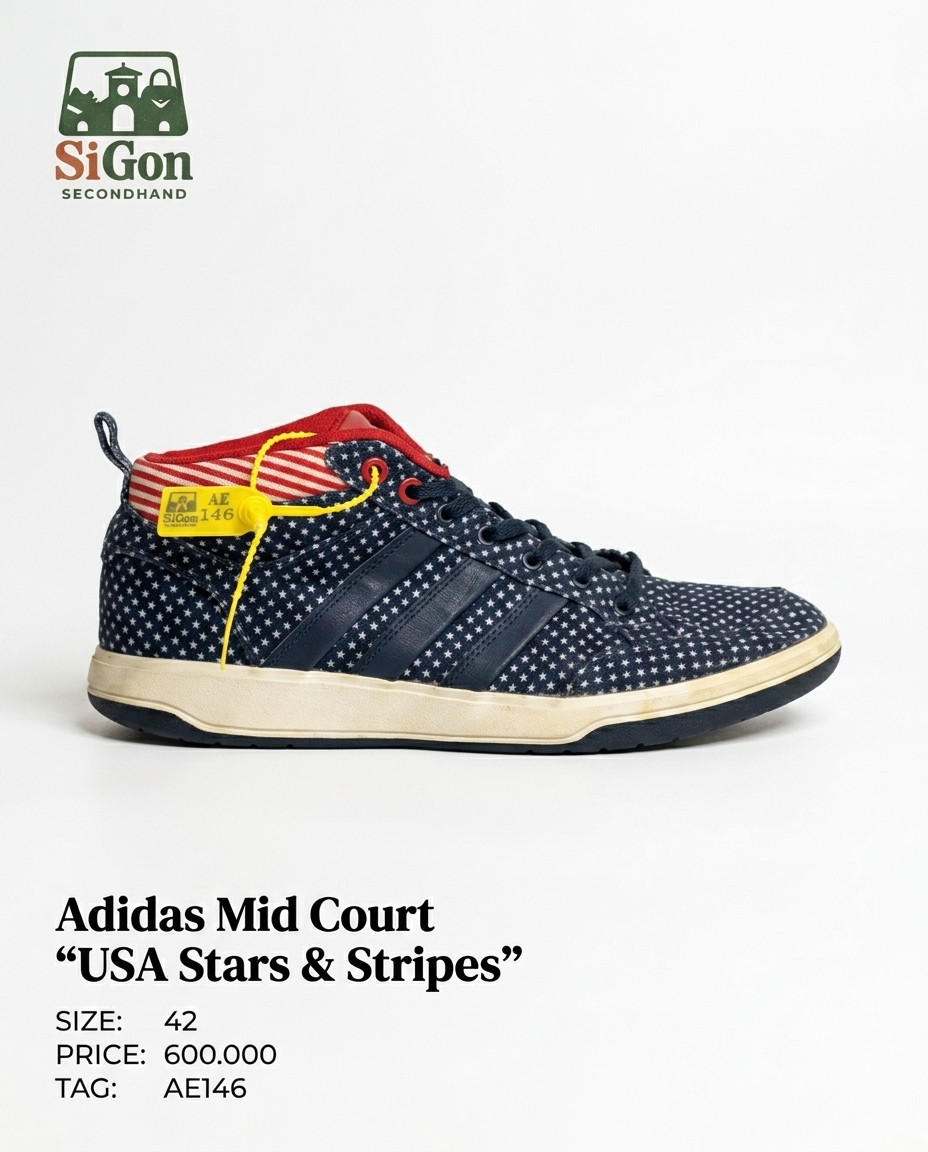 Adidas Mis Court "USA Stars & Stripes" - Size 42 - Mới 90%