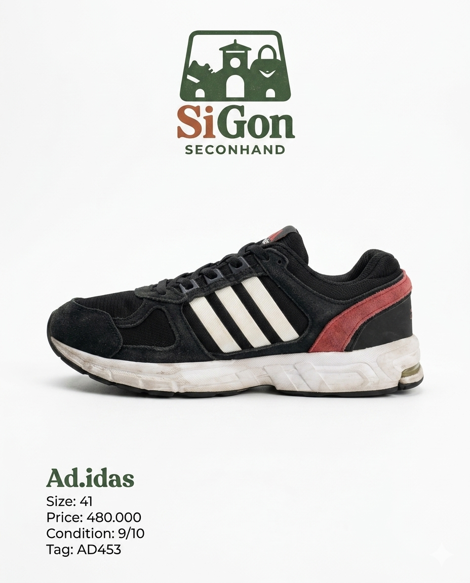 Adidas Response CL Black White Red - Size 41 - Độ mới 90%