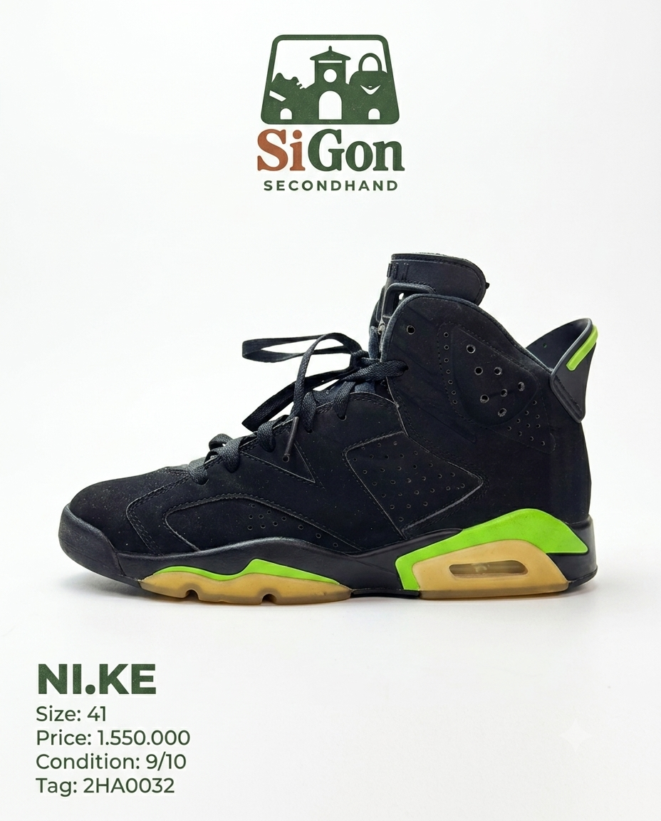 Air Jordan 6 Retro Electric Green - Size 41 - Độ mới 90%
