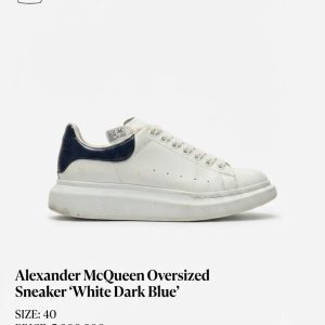 Alexander McQueen Oversized Sneaker "White / Dark Blue" – SIZE 40 - NEW 90%