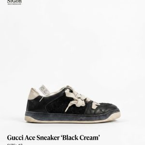Gucci Ace Sneaker "Black / Cream" – SIZE 42 - NEW 90%