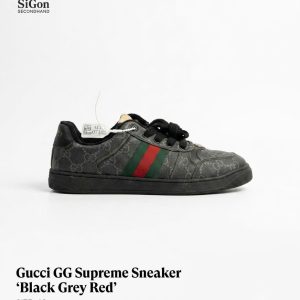 Gucci GG Supreme Sneaker "Black Grey Red" – Size 43 - New 90%