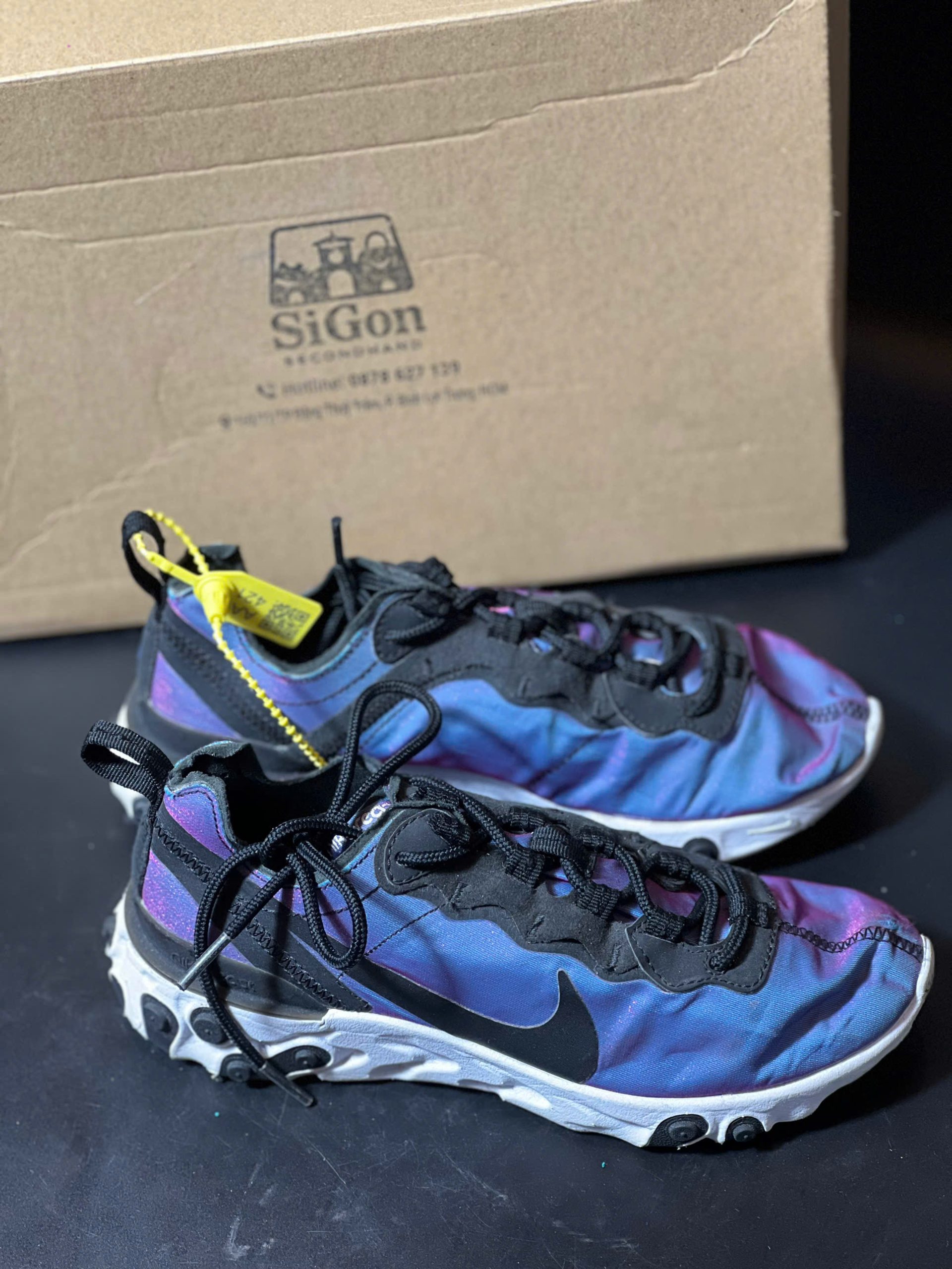 Nike React Element 55 "Iridescent Purple / Blue" - Size 36.5 - Độ mới 90%