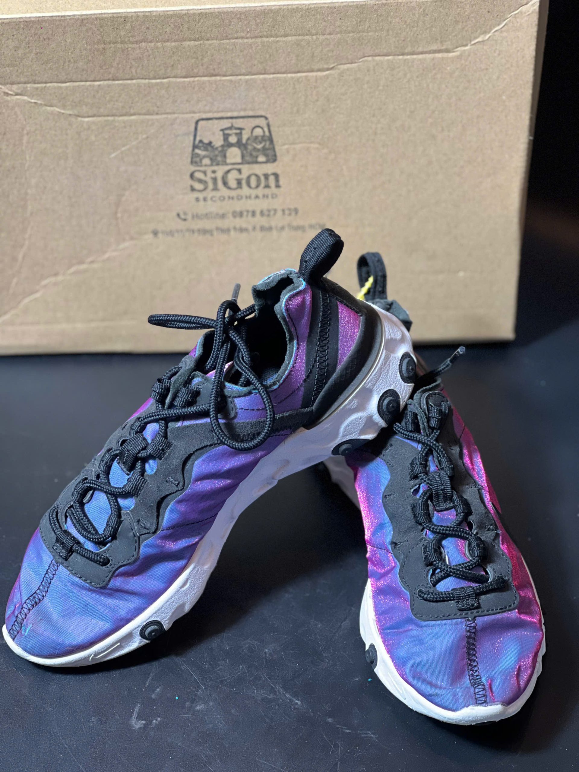 Nike React Element 55 "Iridescent Purple / Blue" - Size 36.5 - Độ mới 90% - Ảnh 4