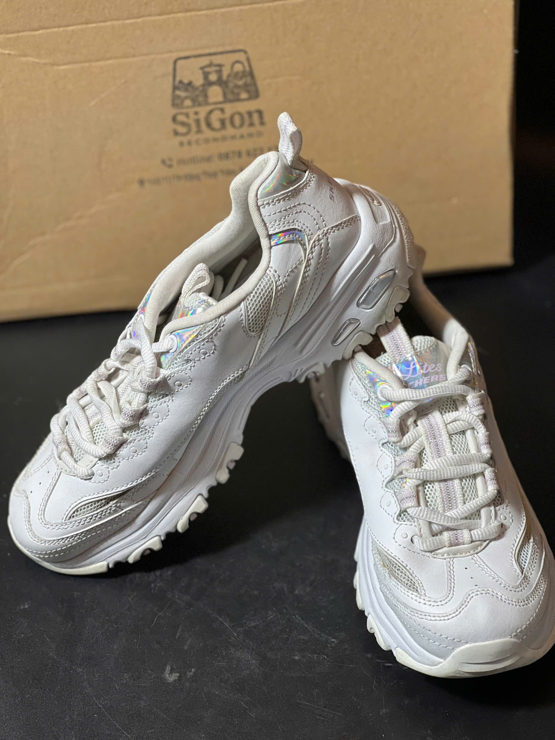 Skechers D'Lites "White Holographic" - 36 - Độ mới 90% - Ảnh 4